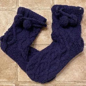Aerie | Knit Slipper Booties with Tassel Ties | Size = L/XL